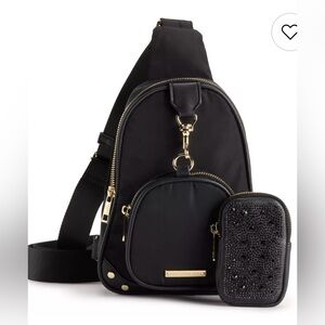 Madden Girl Black Nylon Sling Bag, NWOT